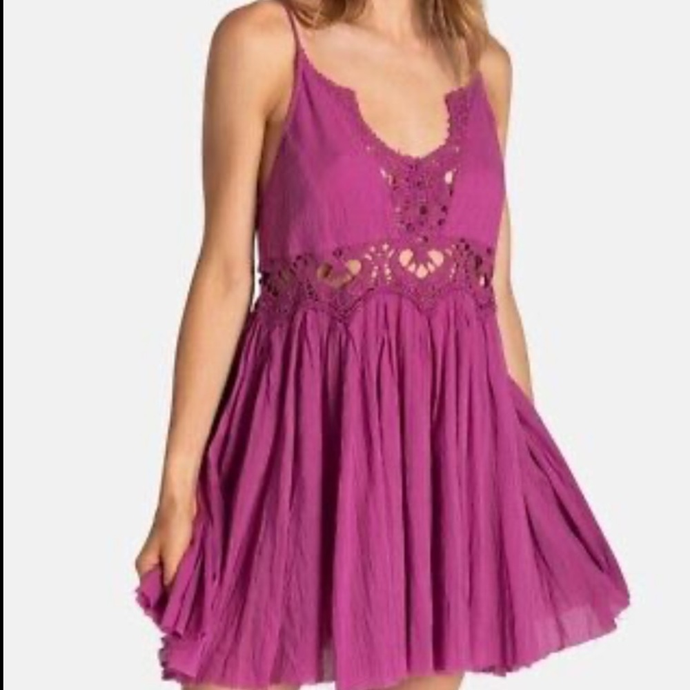 NWT FREE PEOPLE llektra slip mini dress in mulberry size large